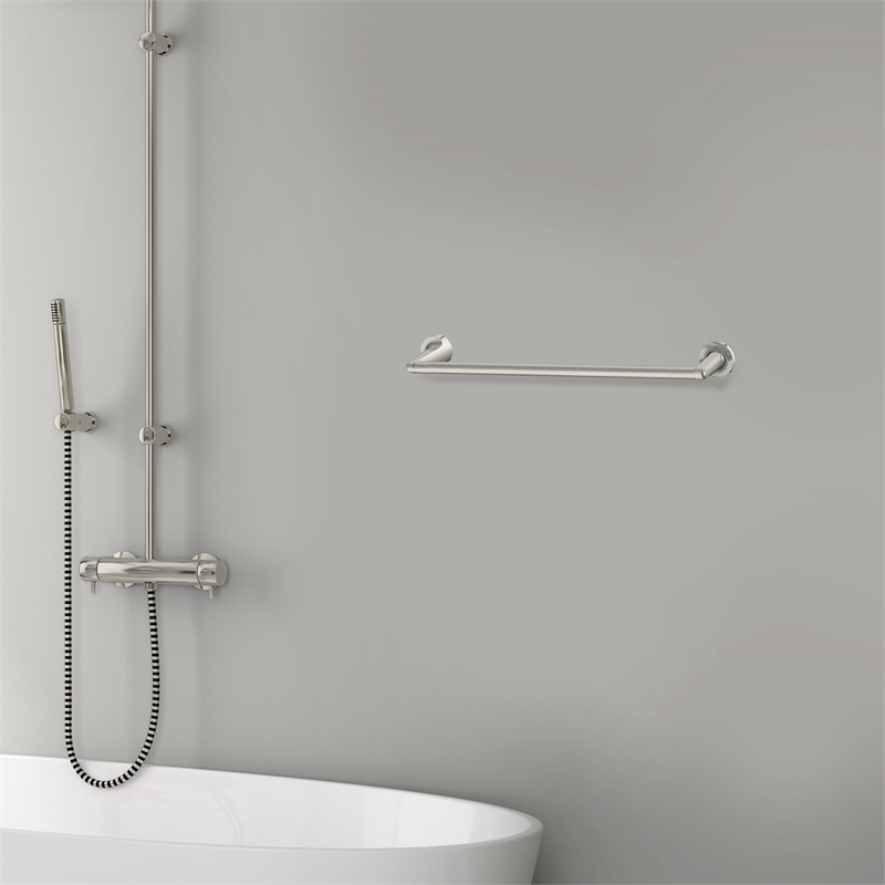 Bowery Hill Wall Mount Metal Towel Bar in Brushed Nickel 18 Inch