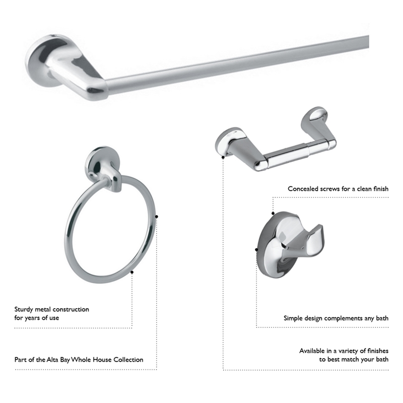 Bowery Hill Wall Mount Metal Towel Bar in Brushed Nickel 18 Inch
