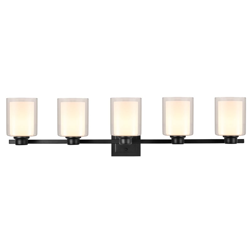 Bowery Hill 5-Light Stainless Steel Vanity Light in Matte Black