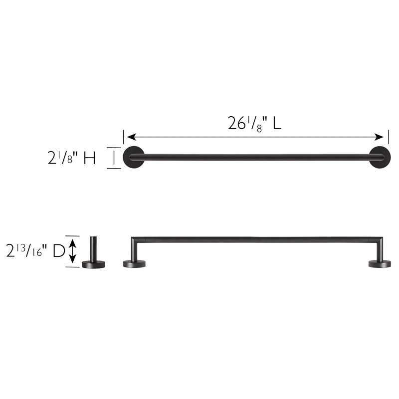 Bowery Hill Wall-Mounted Bathroom Metal Towel Bar in Matte Black 24-Inch