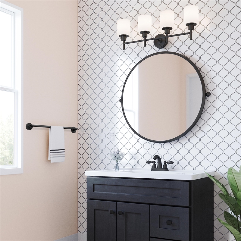 Bowery Hill Wall-Mounted Bathroom Metal Towel Bar in Matte Black 24-Inch