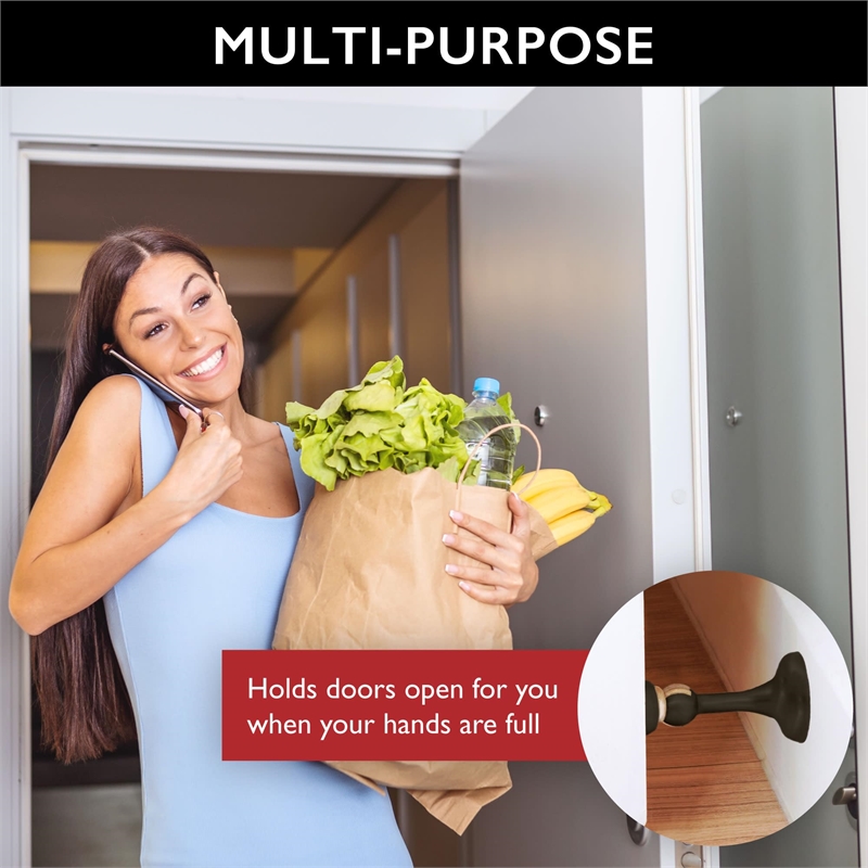 Bowery Hill Magnetic Stainless Steel Doorstop in Oil Rubbed Bronze 4 Pack