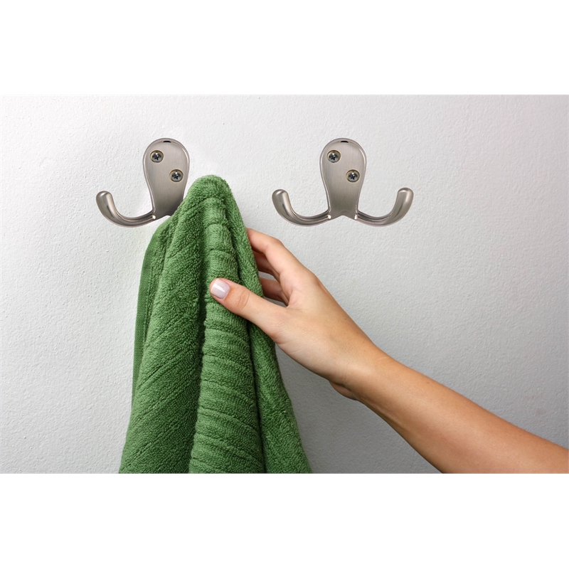 Bowery Hill 10-Pack Stainless Steel Double Hook in Satin Nickel