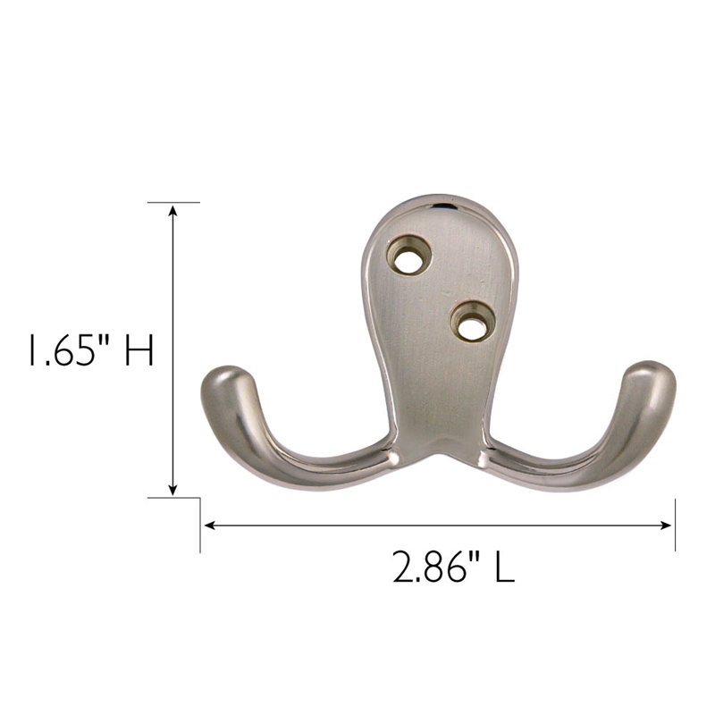 Bowery Hill 10-Pack Stainless Steel Double Hook in Satin Nickel