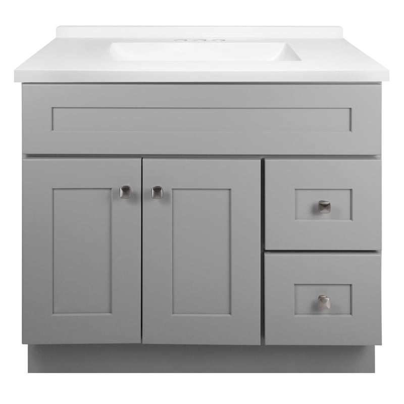 Bowery Hill 37-Inch Vanity in Gray with Modern Sink Top Fully Assembled
