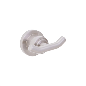 Bowery Hill Modern Metal Double Robe Hook in Satin Nickel Silver