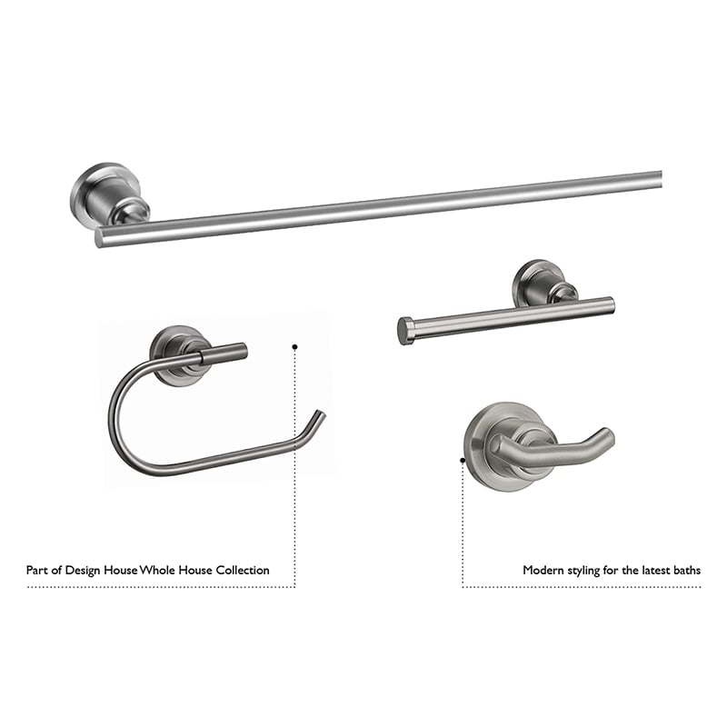 Bowery Hill Modern Metal Double Robe Hook in Satin Nickel Silver