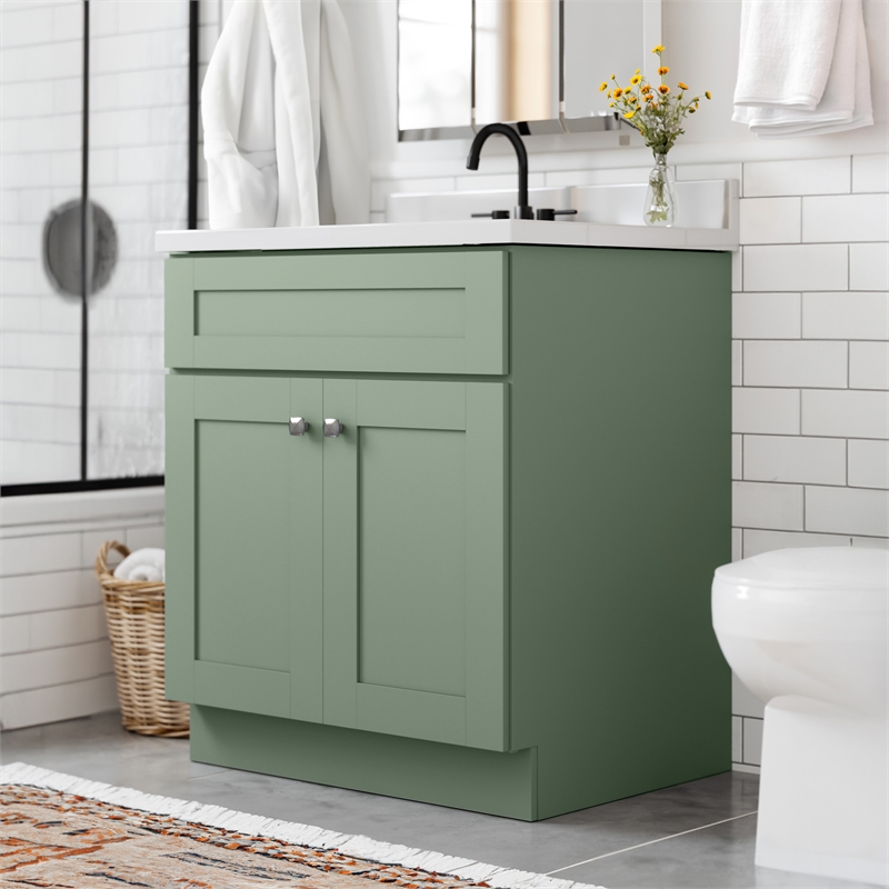 Bowery Hill Vanity Without Top in Evergreen Fog Fully Assembled 30