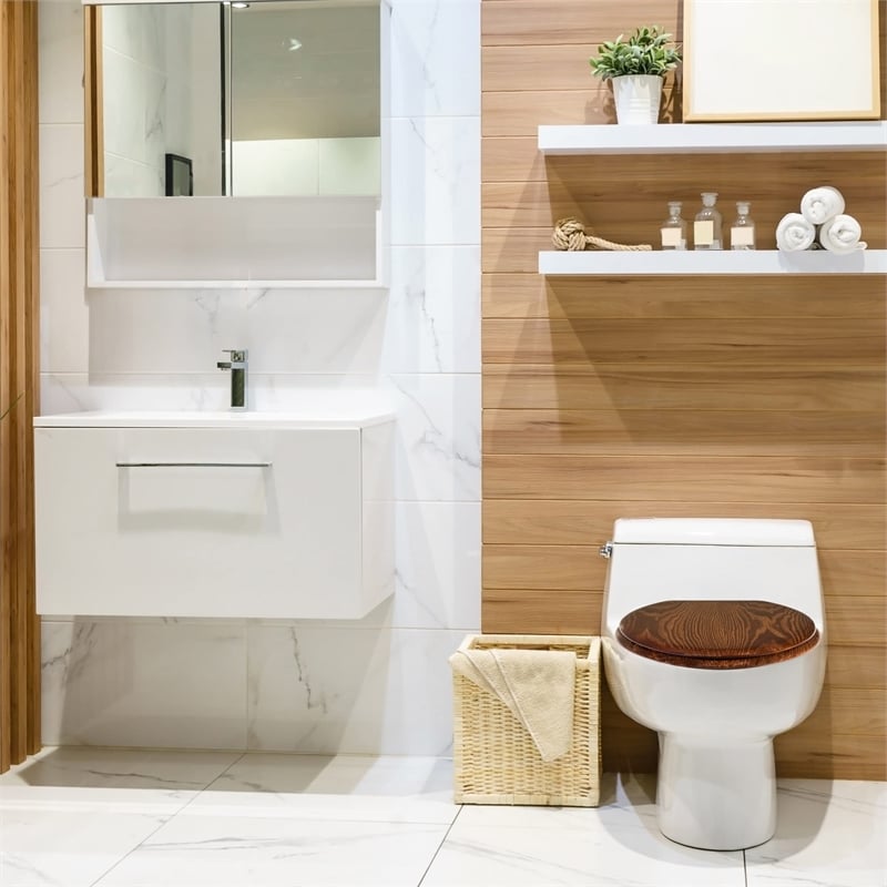 Bowery Hill Traditional Wood Elongated Toilet Seat in Mahogany