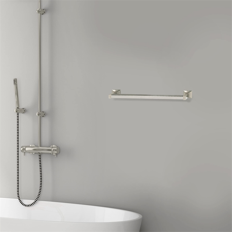 Bowery Hill Traditional Metal Bathroom Towel Bar in Satin Nickel 18-Inch