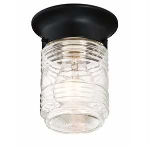 Bowery Hill Jelly Jar Indoor/Outdoor Flush Mount Light in Black