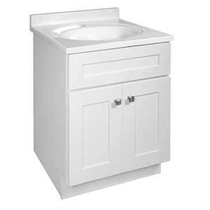 Bowery Hill 24&quot Shaker Wood Bathroom Vanity Fully Assembled in White