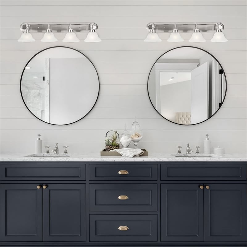 Bowery Hill 4-Light Stainless Steel Vanity Light in Satin Nickel