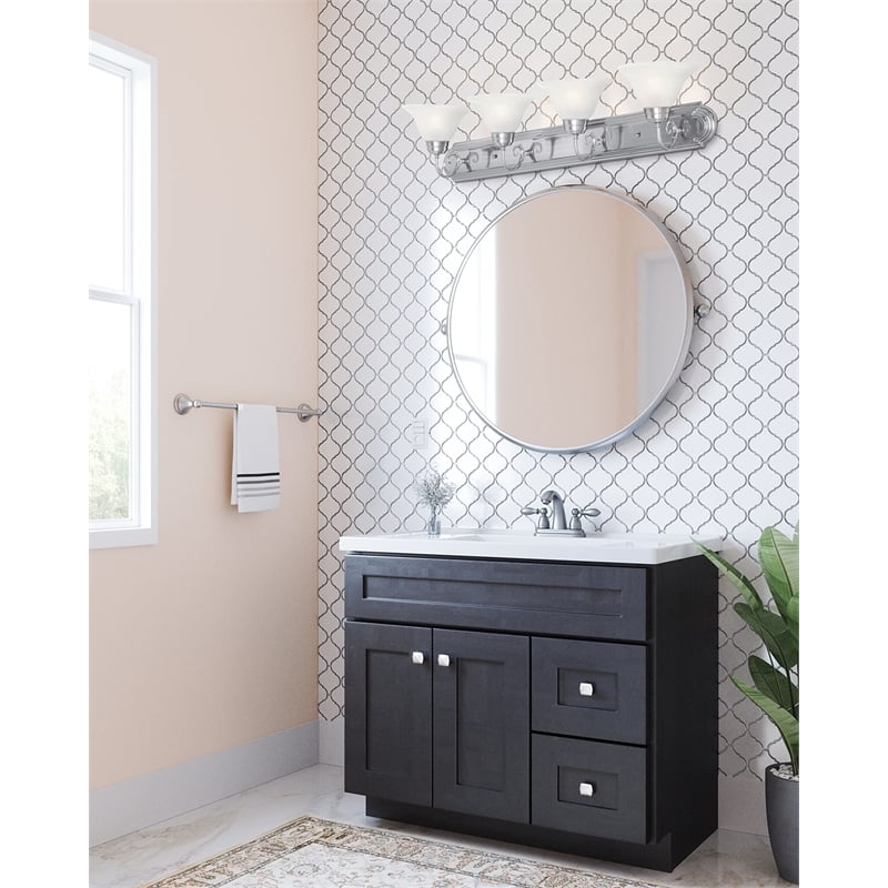 Bowery Hill 4-Light Stainless Steel Vanity Light in Satin Nickel