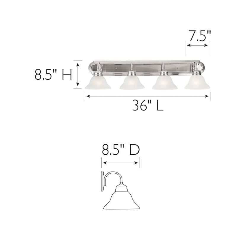 Bowery Hill 4-Light Stainless Steel Vanity Light in Satin Nickel