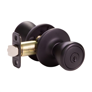 Bowery Hill Tulip Brass Keyed Entry Door Knob in Matte Black