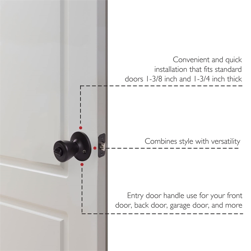 Bowery Hill Tulip Brass Keyed Entry Door Knob in Matte Black