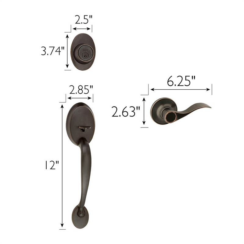 Bowery Hill Brass Entry Door Handleset with Deadbolt in Bronze