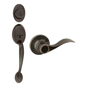 Bowery Hill Brass Entry Door Handleset with Deadbolt in Bronze