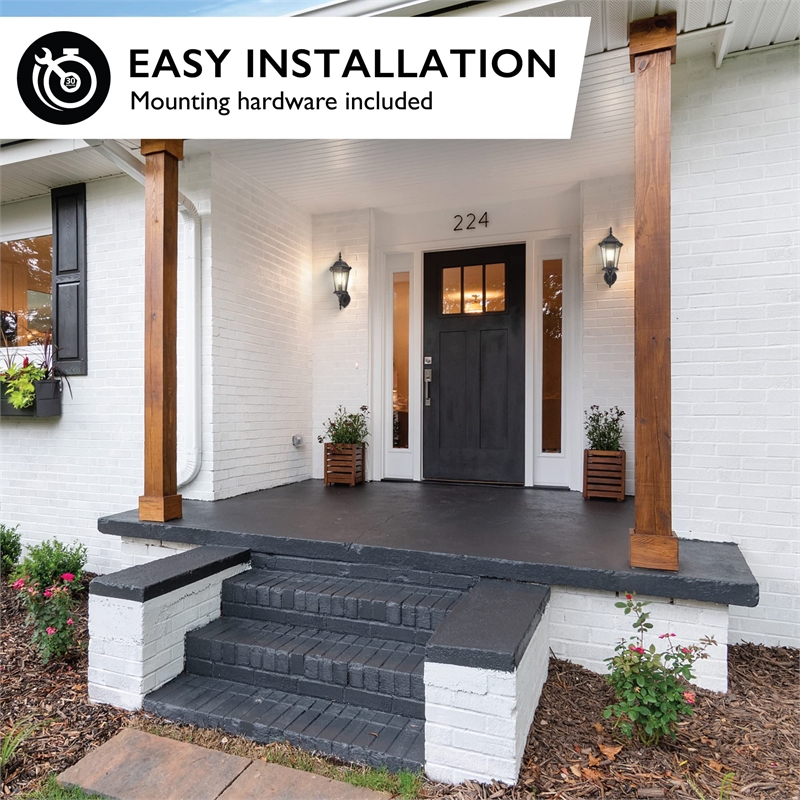 Bowery Hill Dusk to Dawn Uplight Metal Outdoor Wall Lighting in Black