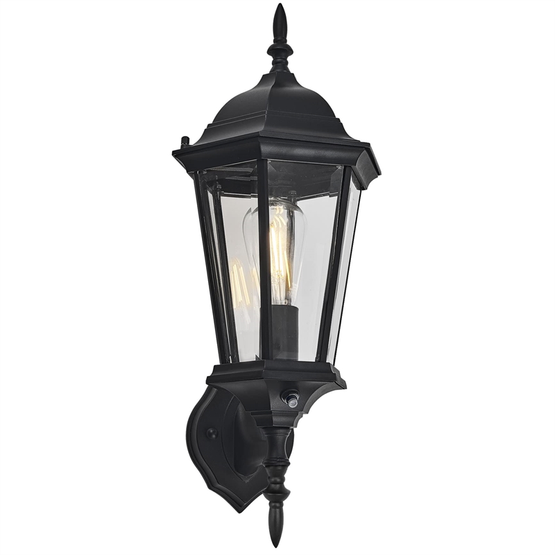 Bowery Hill Dusk to Dawn Uplight Metal Outdoor Wall Lighting in Black