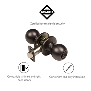 Bowery Hill 2-Way Latch Brass Privacy Door Knob in Oil Rubbed Bronze