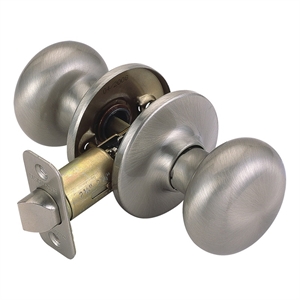 Bowery Hill 2-Way Brass Passage Hall Door Knob in Satin Nickel