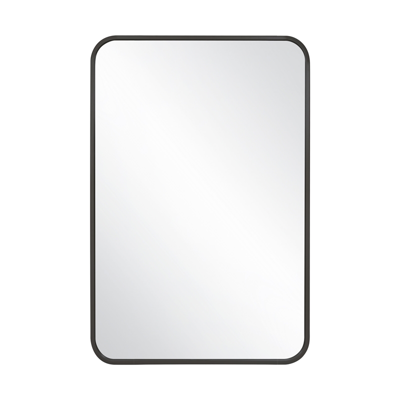Bowery Hill Rounded Glass Corner Wall Mirror with Black Frame 30 x 20 in