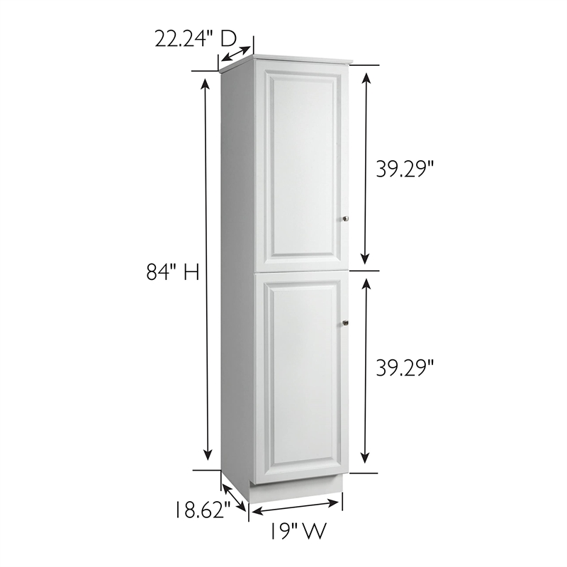 Bowery Hill 19 Inch 2-Door Bathroom Wood Linen Floor Cabinet in White
