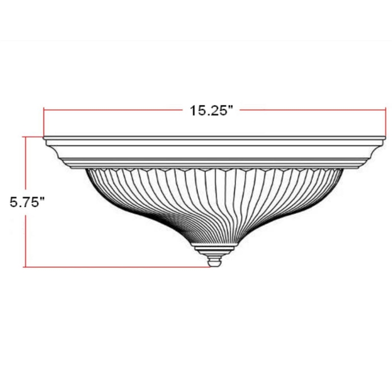 Bowery Hill Ribbed Glass Ceiling Fixture 3-Light in Polished Brass