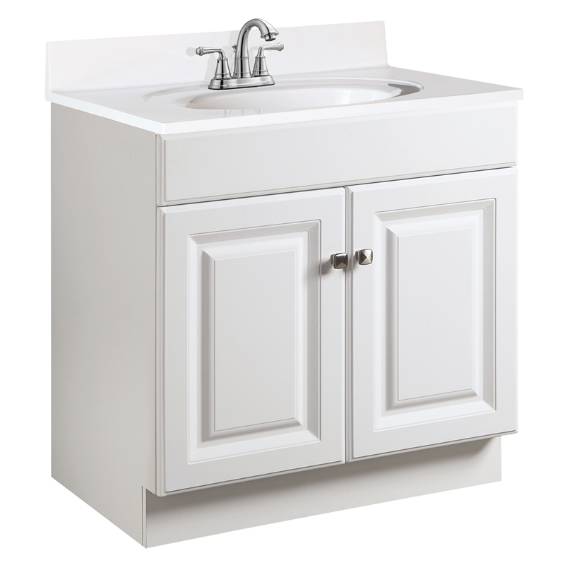 Bowery Hill 2-Door Ready to Assemble Wood Vanity Base in White 30-Inch