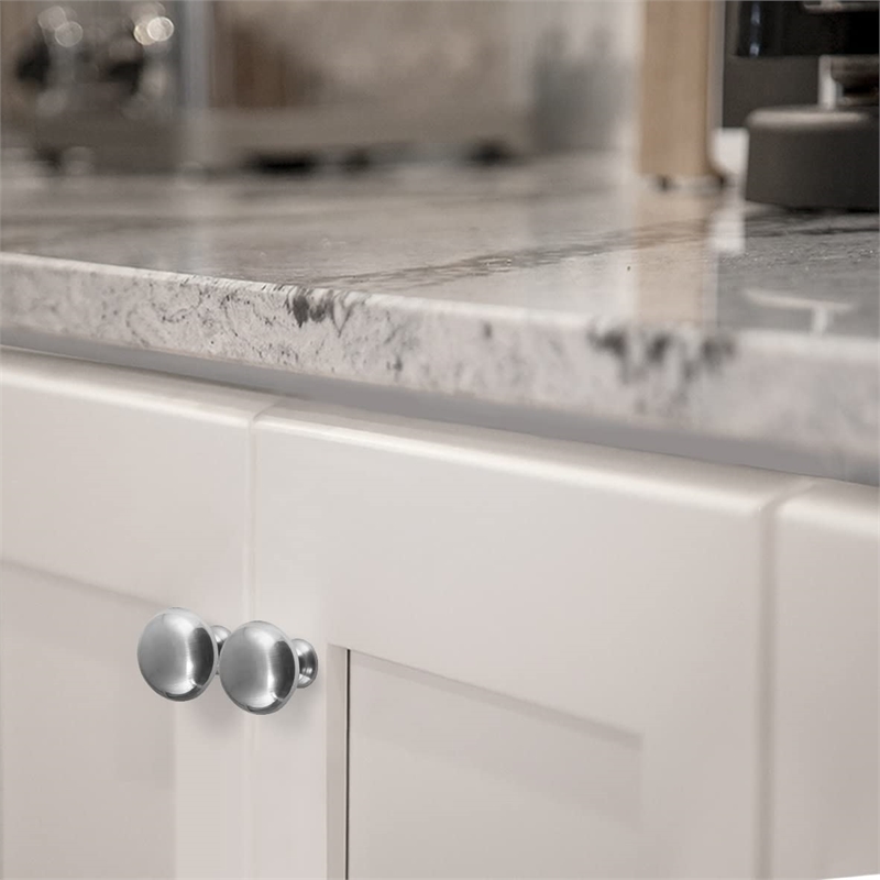 Bowery Hill Round Steel Mushroom Cabinet Knob in Satin Chrome 5-Pack