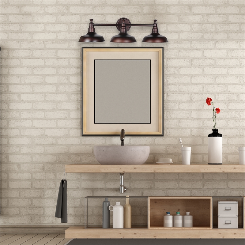 Bowery Hill Stainless Steel Bathroom Vanity Light in Coffee Bronze 3-Light