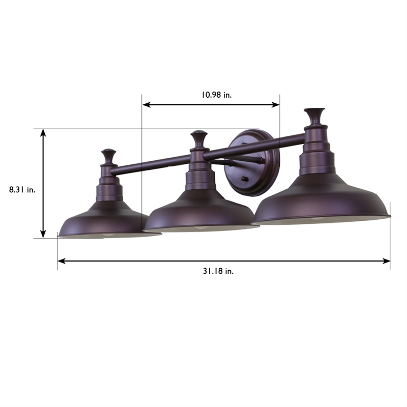Bowery Hill Stainless Steel Bathroom Vanity Light in Coffee Bronze 3-Light