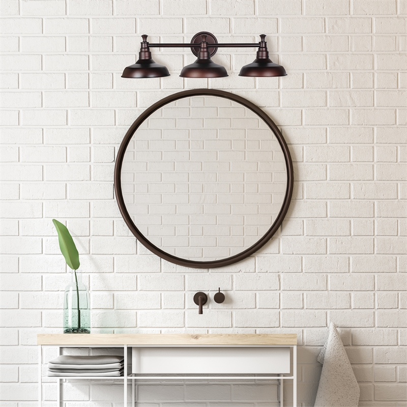Bowery Hill Stainless Steel Bathroom Vanity Light in Coffee Bronze 3-Light