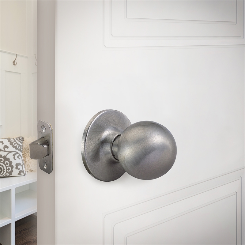 Bowery Hill 2-Way Passage Closet Brass Doorknob in Satin Nickel