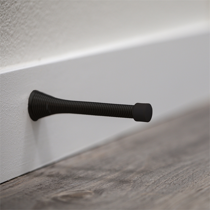 Bowery Hill Spring Metal Door Stop in Matte Black 3.1-Inch 20 Pack