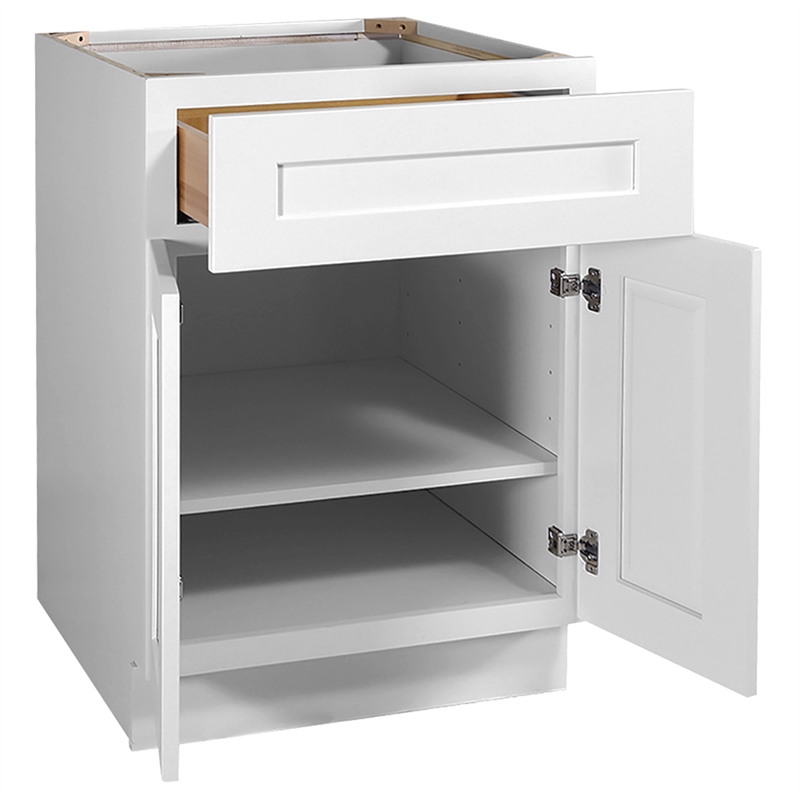Bowery Hill Kitchen Base Wood Cabinet in White 24 x 24 x 34.5-Inch