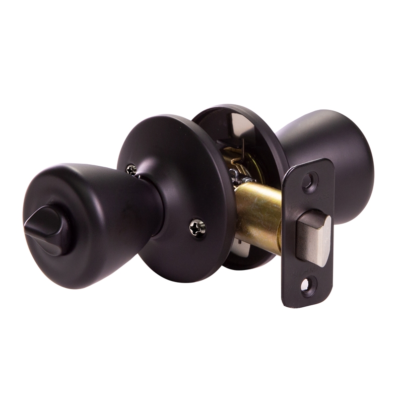 Bowery Hill Tulip 2-Way Privacy Brass Door Knob in Matte Black