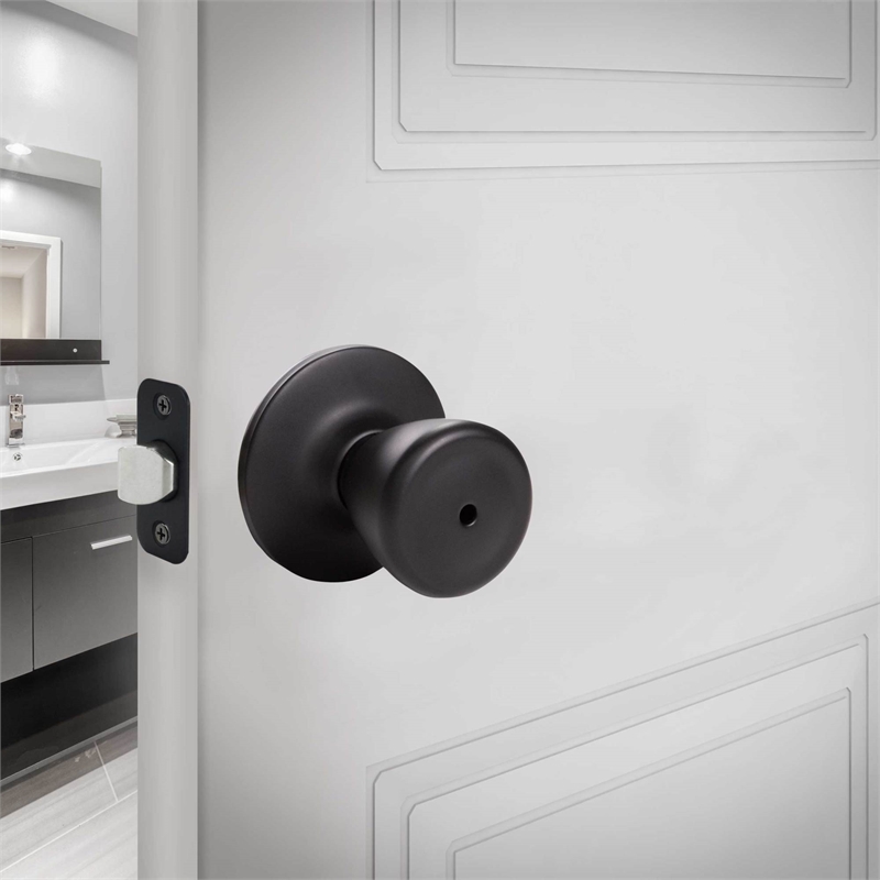Bowery Hill Tulip 2-Way Privacy Brass Door Knob in Matte Black