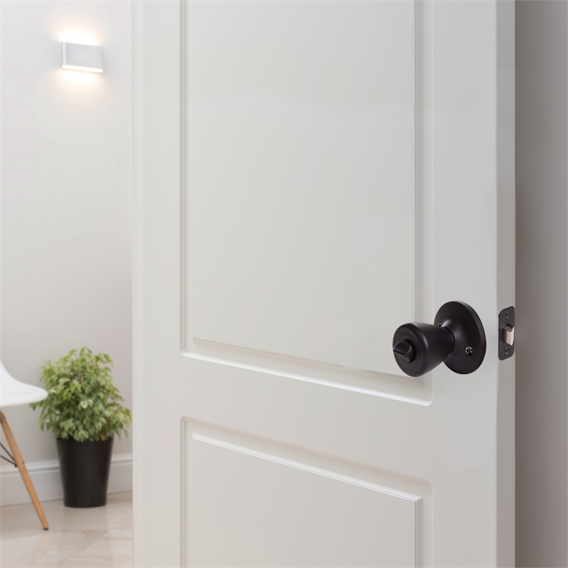 Bowery Hill Tulip 2-Way Privacy Brass Door Knob in Matte Black