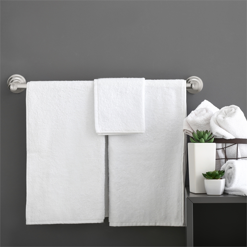 Bowery Hill Traditional Brass Bathroom Towel Bar in Satin Nickel 30-Inch