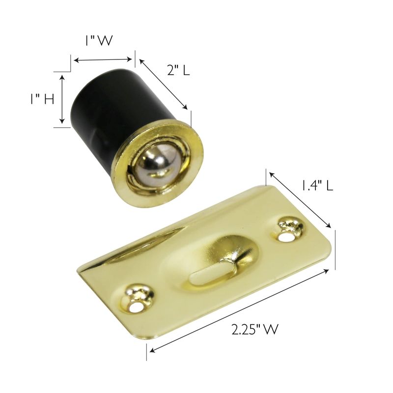 Bowery Hill Drive In Metal Ball Catch in Polished Brass 2 Pack