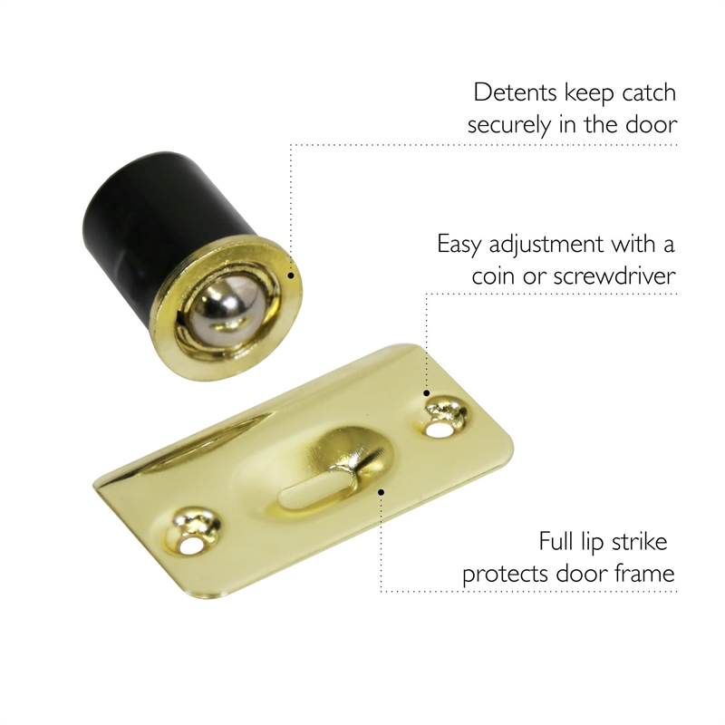Bowery Hill Drive In Metal Ball Catch in Polished Brass 2 Pack