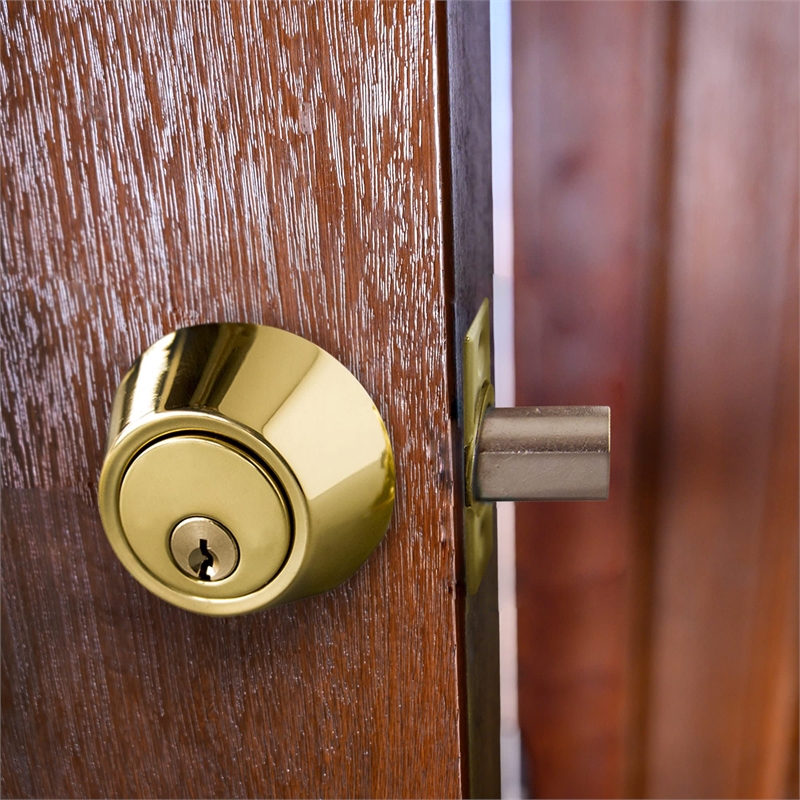 Bowery Hill Single Cylinder Deadbolt with 6-Way Latch in Polished Brass