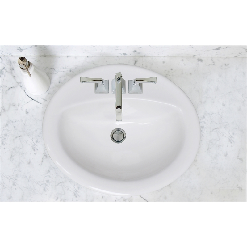 Bowery Hill Oval Drop-In Ceramic Sink 20-Inch x 17-Inch in White