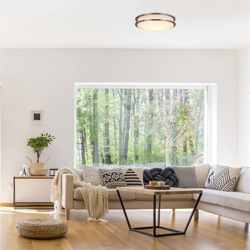 Bowery Hill Integrated LED Stainless Steel Ceiling Light in Satin Nickel