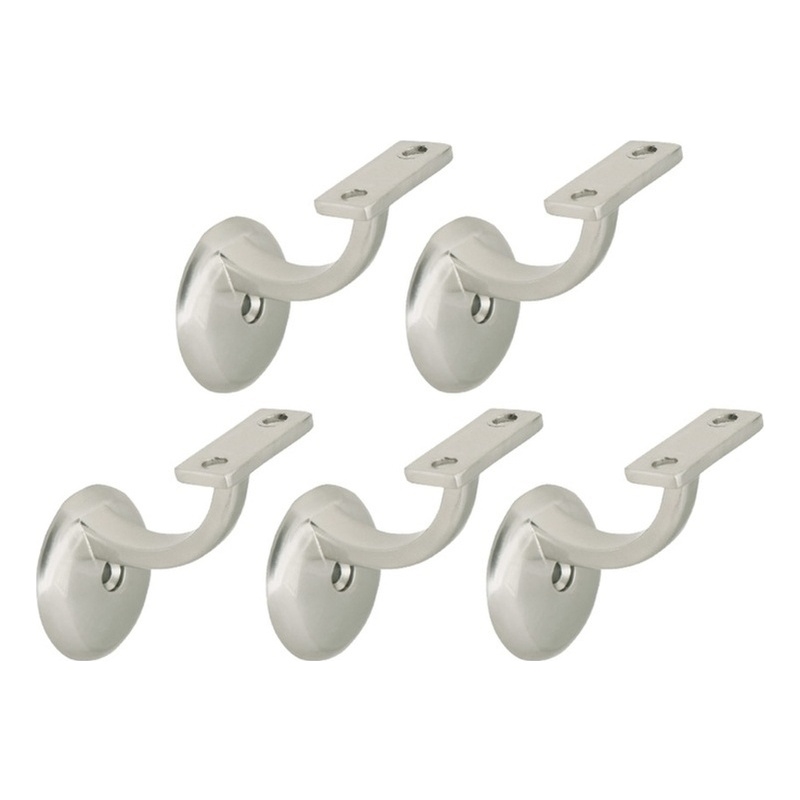 Bowery Hill Jumbo Zinc Handrail Metal Bracket in Satin Nickel 5 Pack