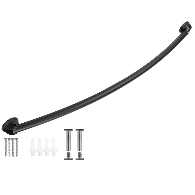 Bowery Hill Stainless Steel Curved Shower Rod in Matte Black 44-66 Inch