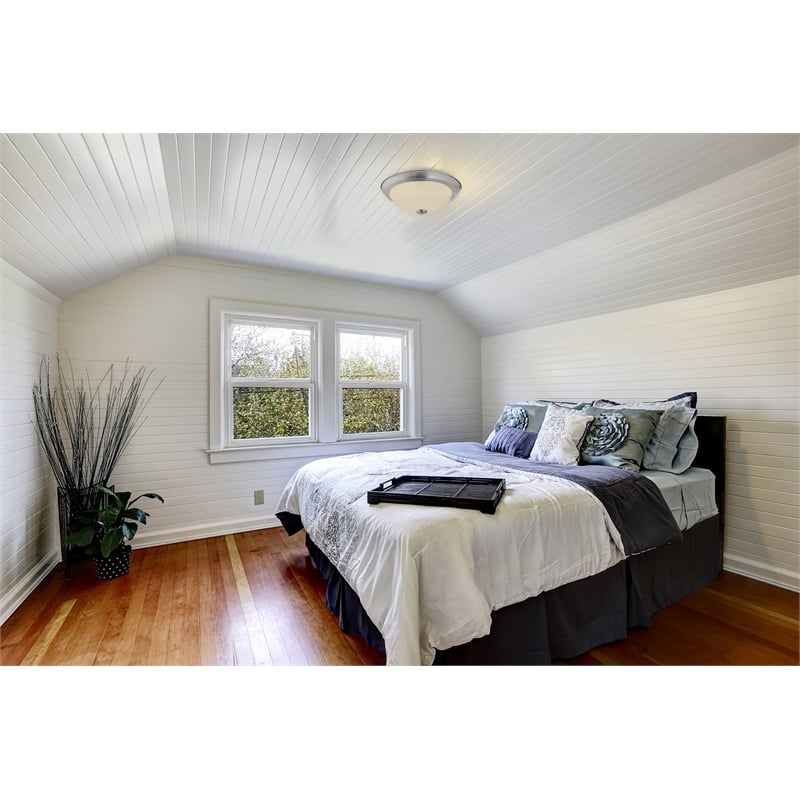 Bowery Hill Stainless Steel Flush Mount Light in Nickel Set of 2